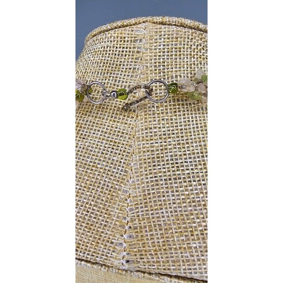 Handmade Pink Jadeite, Green Glass & Acrylic Beaded Braided Twist Necklace 18"L - Picture 4 of 5